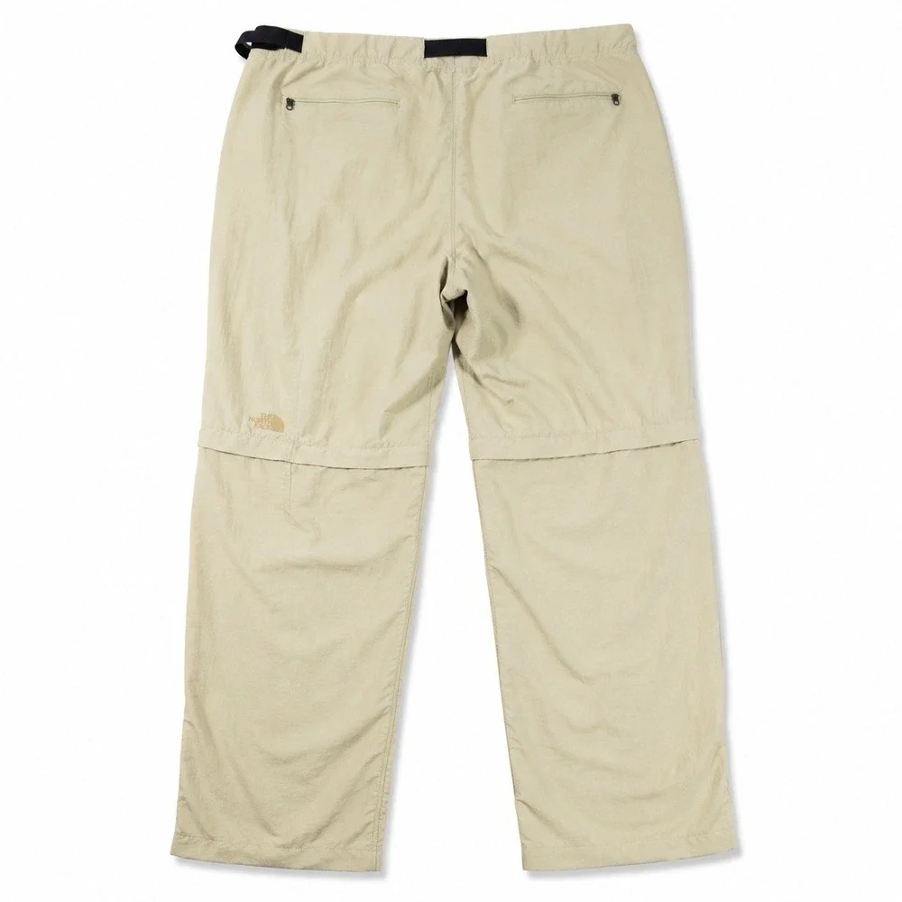 North Face Mens Convertible Zip Off Hiking Pants Tan Beige Belted Cargo 35x32